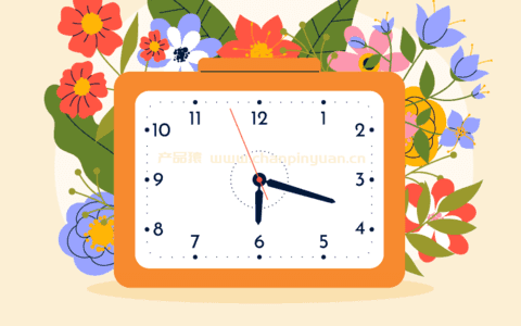 花卉和时钟设计春天矢量素材